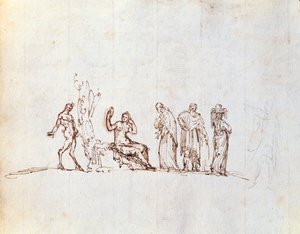 Cinco bocetos de figuras clásicas de Giovanni Battista Busiri